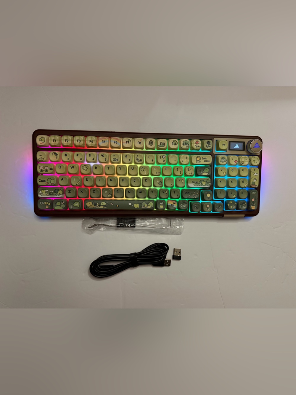 Solakaka A99 Pro Custom Mechanical Keyboard Brown RGB Lighting Frog Keycaps NEW